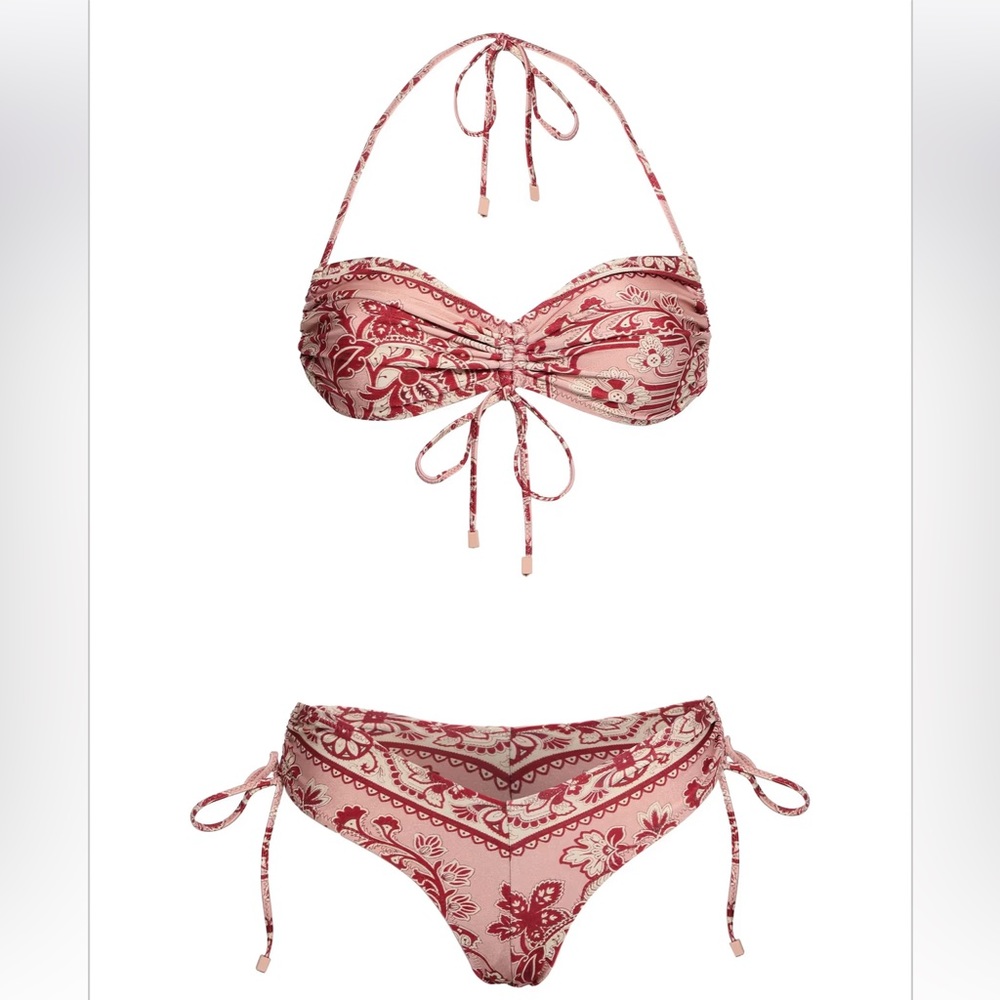 Zimmermann two piece burgundy and beige two piece paisley print. Size 1.